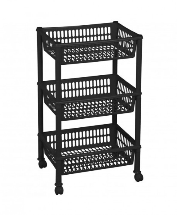 Regał z kółkami 3 półki Plast Team Jumbo czarny