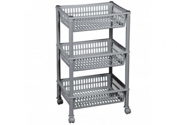 Regał z kółkami 3 półki Plast Team Jumbo srebrny
