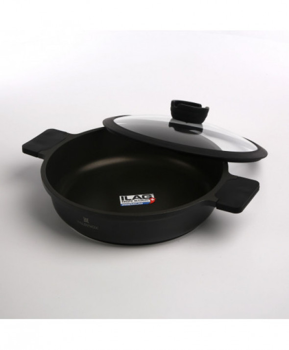 Rondel / patelnia z dwoma uchwytami i pokrywką głęboka aluminiowa Valdinox Expert 3,5 l (28 cm)