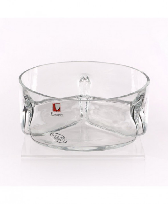 Salaterka / dipówka trójdzielna szklana Edwanex okrągła 23 cm