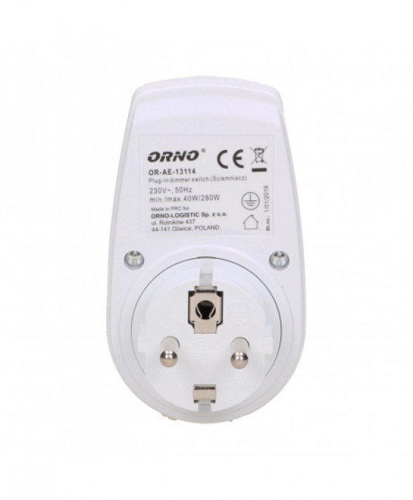 Ściemniacz z dodatkowym gniazdem sieciowym, max.280W