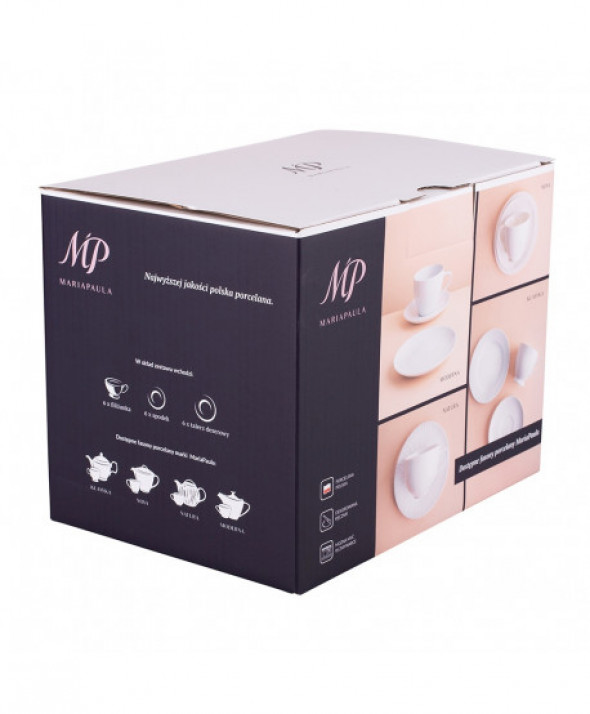 Serwis kawowy porcelanowy MariaPaula Moderna Biała na 6 osób (18 el.)