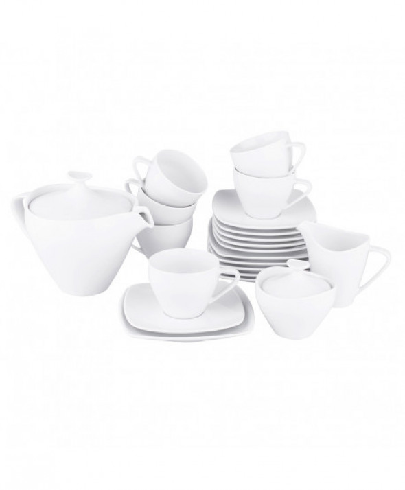Serwis kawowy porcelanowy MariaPaula Moderna Biała na 6 osób (21 el.)