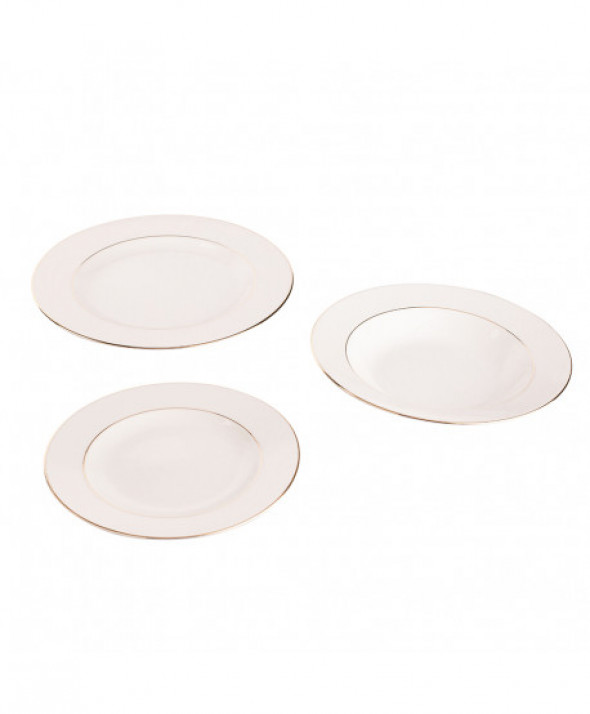 Serwis obiadowy dla 6 osób porcelana MariaPaula Nova Ecru Złota Linia (18 elementów)