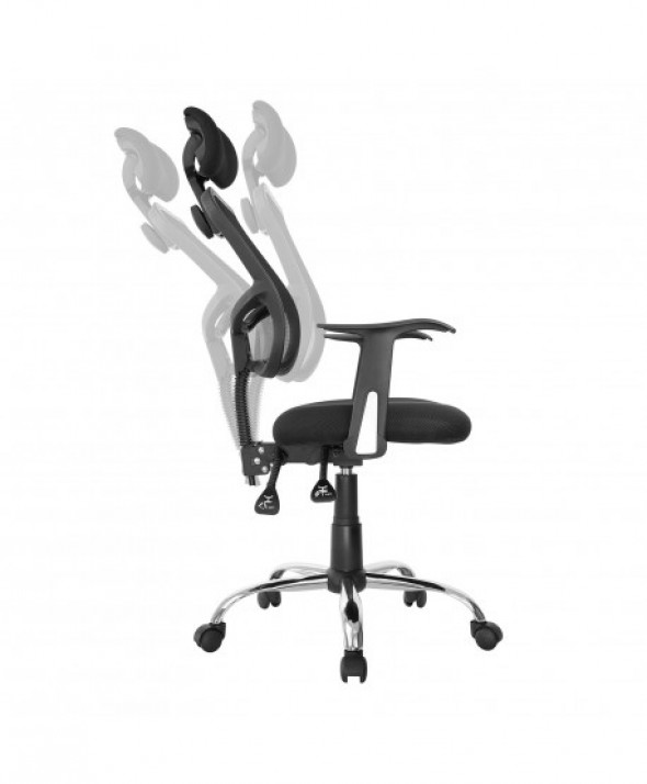 Siatkowe ergonomiczne krzesło biurowe ERGOOFFICE.EU, z wysokim oparciem, regulowany zagłówek, max 150kg, ER-413