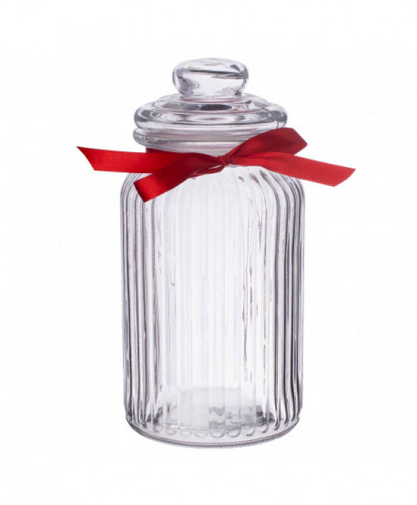 Słoik / pojemnik szklany do przechowywania żywności z czerwoną kokardką 1250 ml