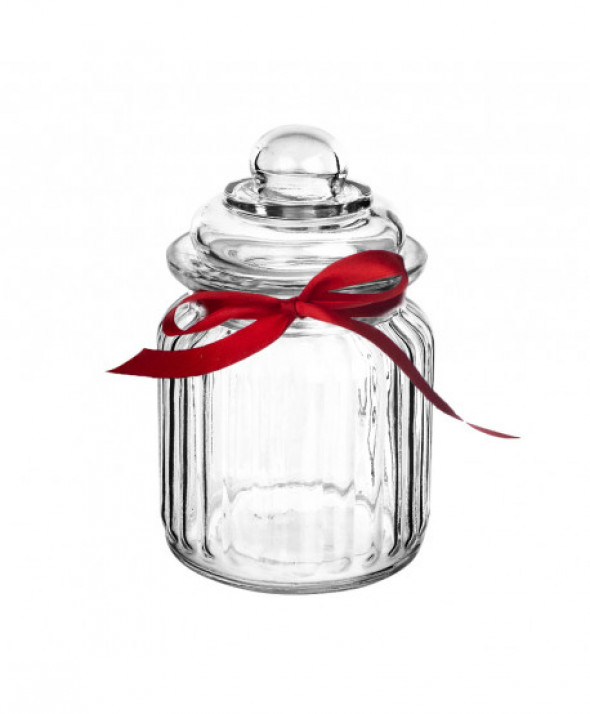 Słoik / pojemnik szklany do przechowywania żywności z czerwoną kokardką 300 ml