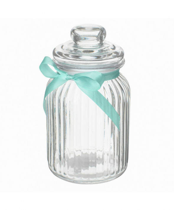 Słoik / pojemnik szklany do przechowywania żywności z miętową kokardką 900 ml
