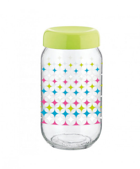 Słoik / pojemnik szklany na produkty sypkie z pokrywą 1 l zielony