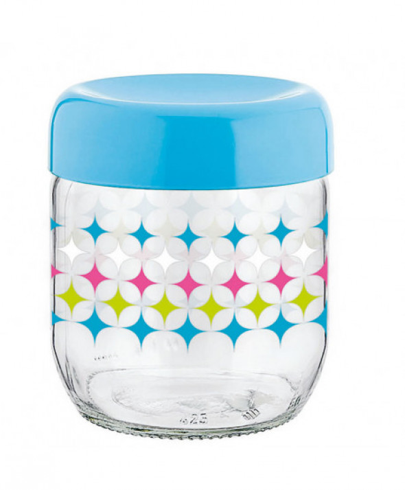 Słoik / pojemnik szklany na produkty sypkie z pokrywą 425 ml niebieski