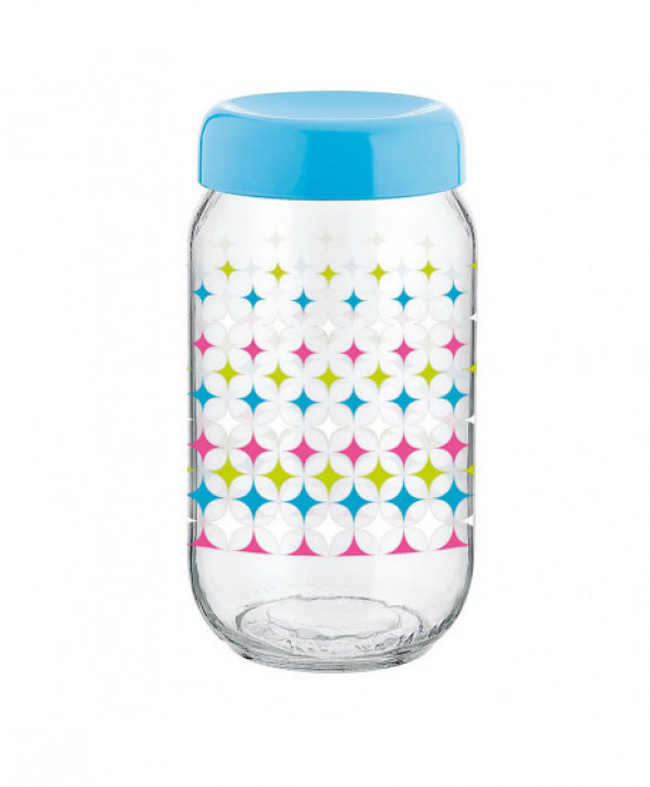 Słoik / pojemnik szklany na produkty sypkie z pokrywą1 l niebieski