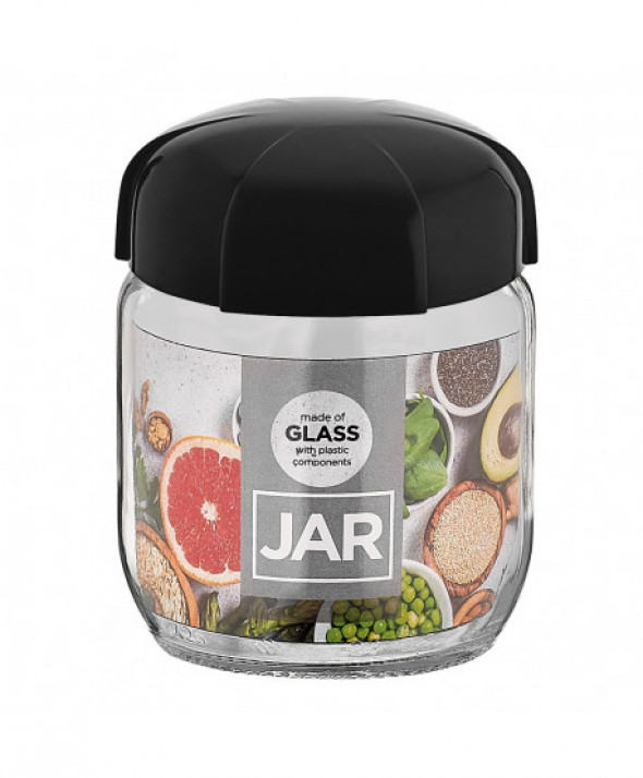 Słoik / pojemnik szklany na produkty sypkie z zakrętką 425 ml czarny