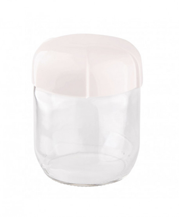 Słoik / pojemnik szklany na produkty sypkie z zakrętką 425 ml kremowy