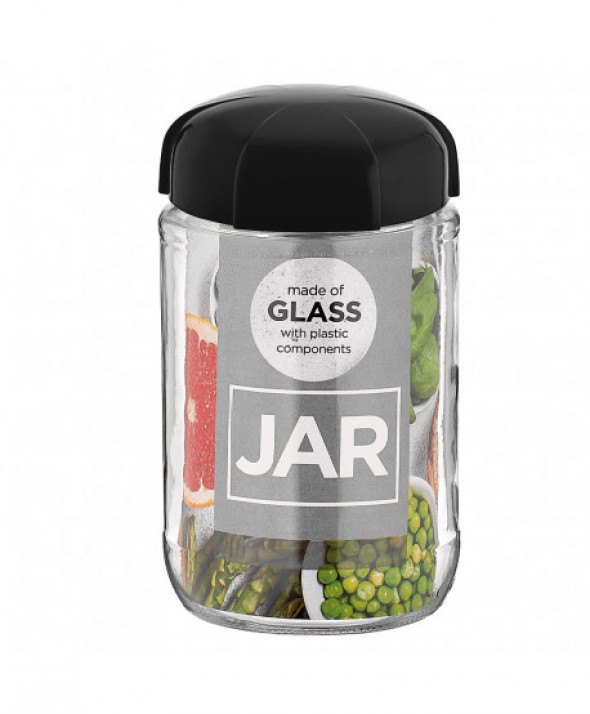 Słoik / pojemnik szklany na produkty sypkie z zakrętką 660 ml czarny