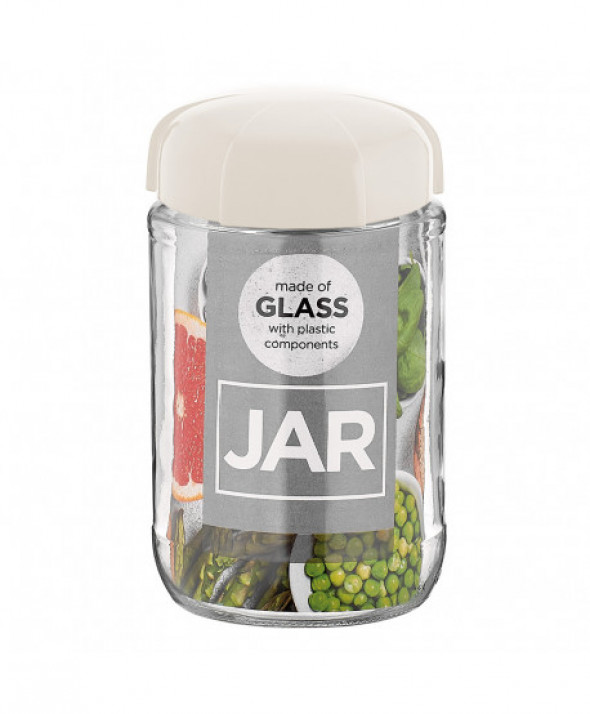 Słoik / pojemnik szklany na produkty sypkie z zakrętką 660 ml kremowy