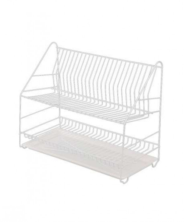 SUSZARKA DO NACZYŃ 2-POZIOMOWA 60CM BIAŁA Z TACKĄ