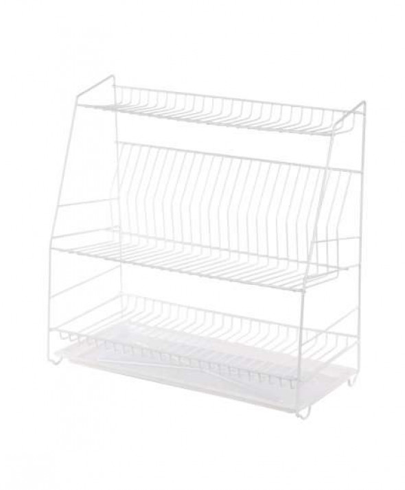 Suszarka do naczyń 3-poziomowa 50 cm biała z tacką