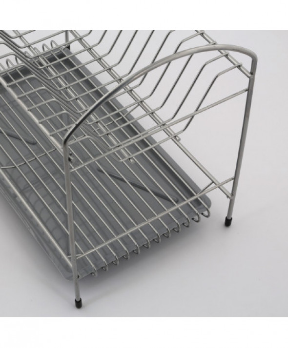 Suszarka do naczyń chromowana dwupoziomowa 40 cm z tacką