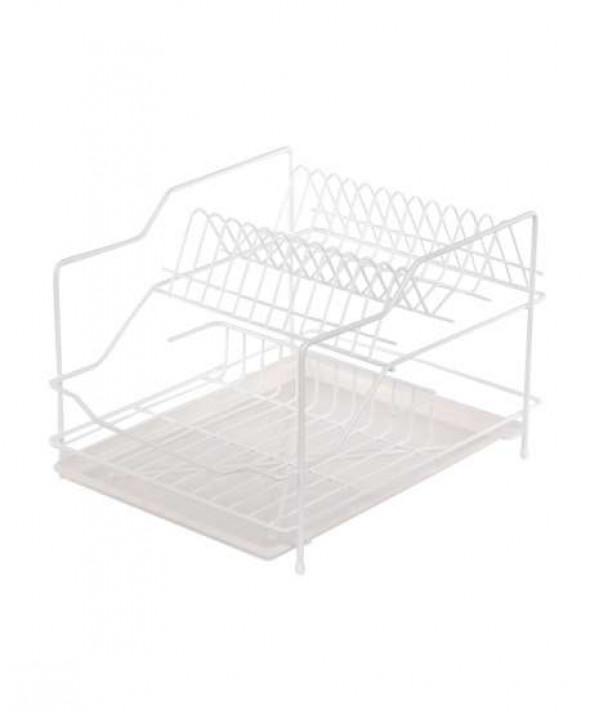 Suszarka do naczyń dwupoziomowa 30 cm biała z tacką Kombo