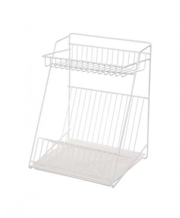 Suszarka do naczyń dwupoziomowa 30 cm biała z tacką