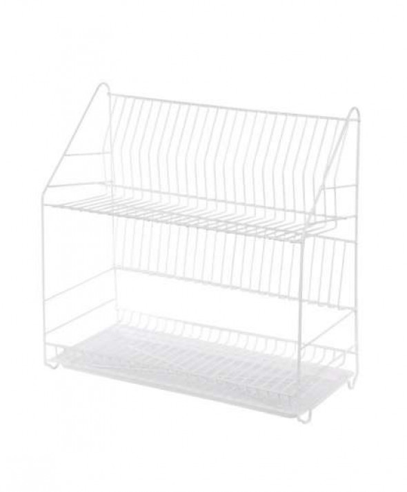 Suszarka do naczyń dwupoziomowa 50 cm biała z tacką uniwersalna