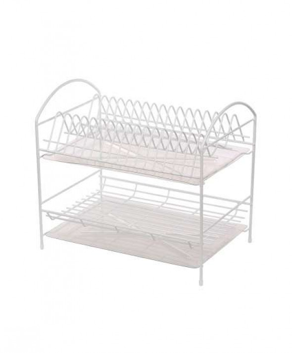 Suszarka do naczyń piętrowa dwupoziomowa 40 cm biała z tacką