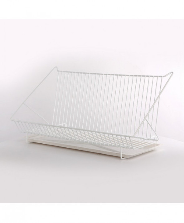 Suszarka do naczyń stojąca na zlew / blat kuchenny z tacką jednopoziomowa Metpol biała 55 cm