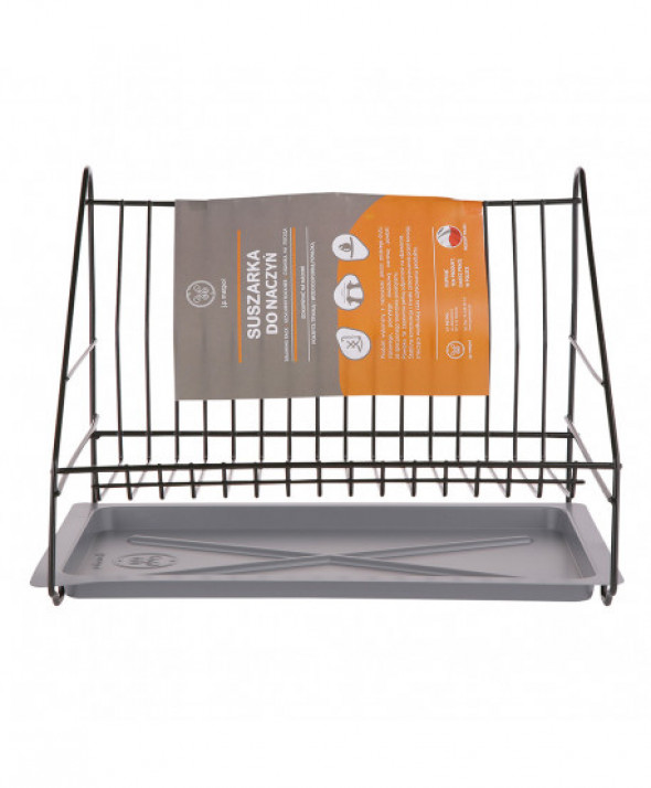 Suszarka do naczyń stojąca na zlew / blat kuchenny z tacką jednopoziomowa Metpol czarna 35 cm smart