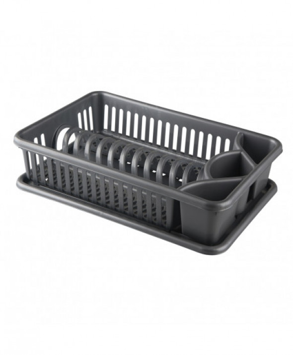 Suszarka do naczyń z ociekaczem stojąca na blat kuchenny Bentom prostokątna 43 cm Srebrny