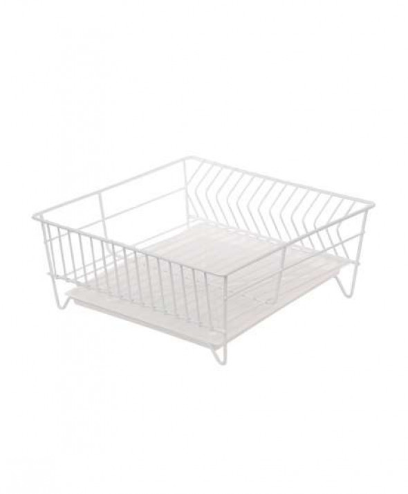 Suszarka do naczyń / zlewozmywakowa kwadratowa 32 cm biała z tacką