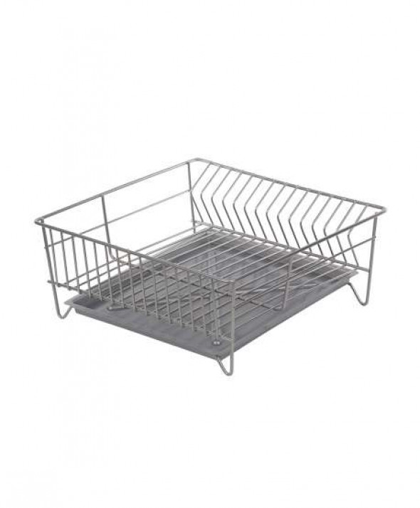 Suszarka do naczyń / zlewozmywakowa kwadratowa Metpol 32 cm srebrna z tacką