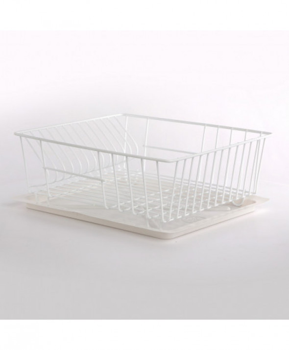 SUSZARKA ZLEWOZMYWAKOWA PROSTOKĄT 36X29CM BIAŁA Z TACKĄ