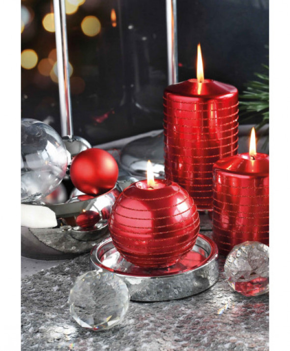 Świeca ANDALO LUSTRO walec duży 7x18cm parafinowa czerwona