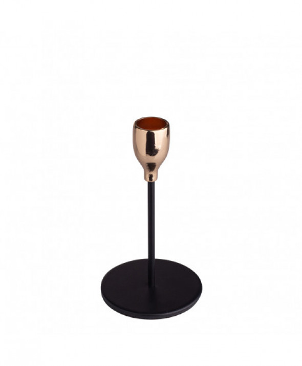 Świecznik metalowy czarno-złoty 14,5 cm