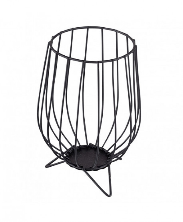 Świecznik metalowy czarny na nóżkach 16 cm