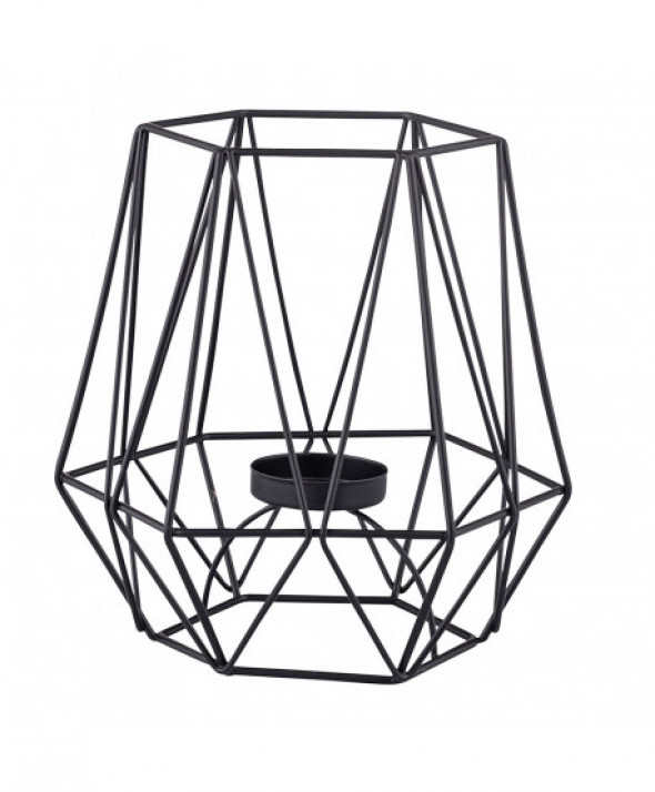 ŚWIECZNIK METALOWY GEOMETRYCZNY 13X13X15 CM CZARNY