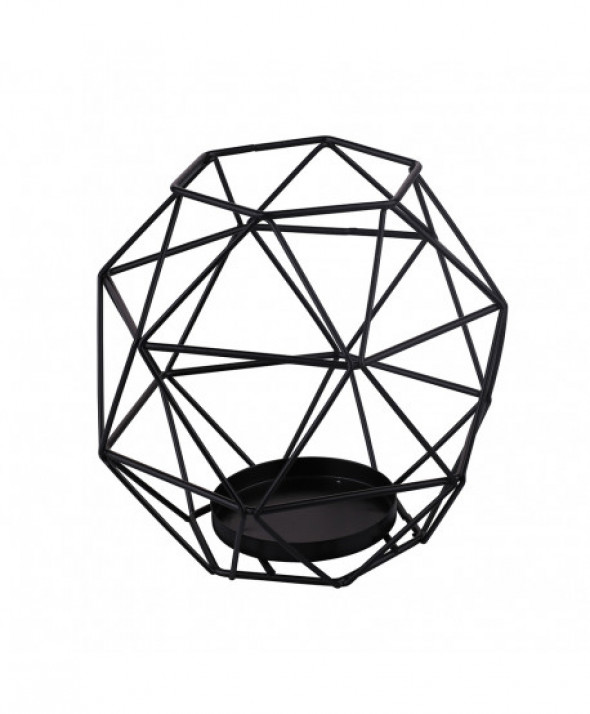 Świecznik metalowy geometryczny czarny 13,5 cm