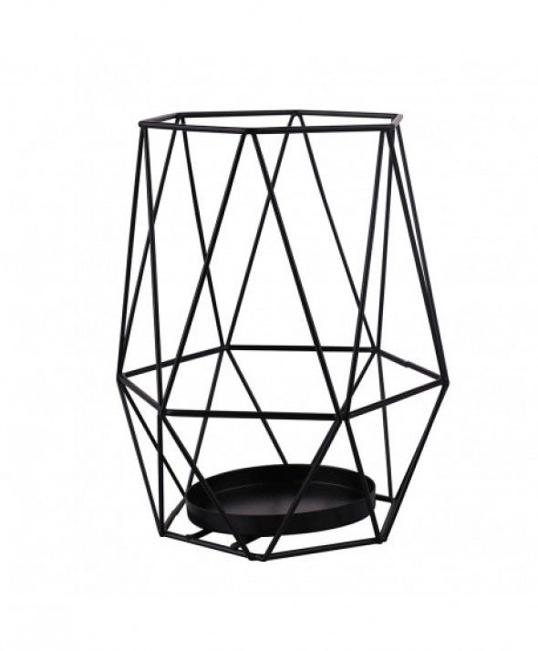 Świecznik metalowy geometryczny czarny 18 cm