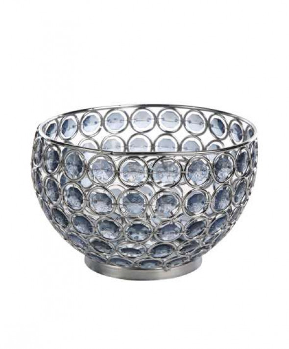 Świecznik ozdobny okrągły z kryształkami na tealight / podgrzewacze Sky