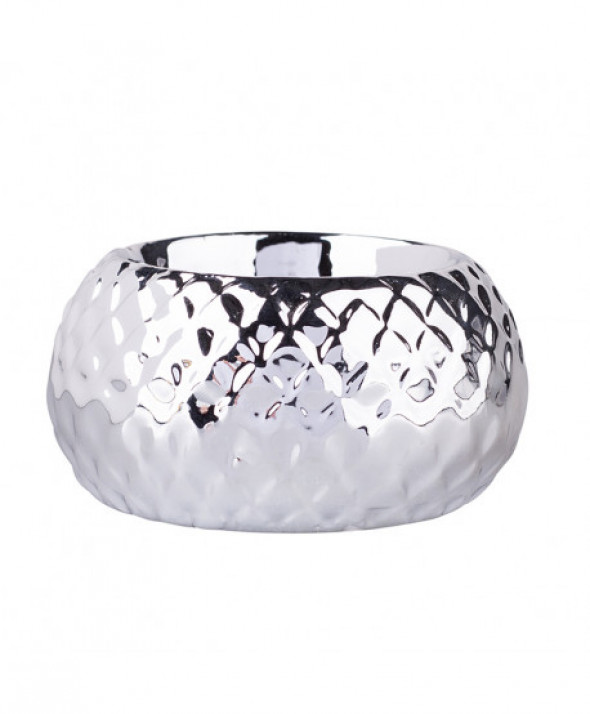 Świecznik ozdobny porcelanowy na tealighty / podgrzewacze srebrny 3,5 cm