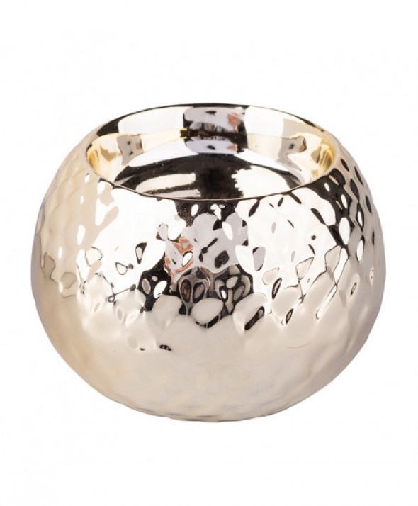 Świecznik ozdobny porcelanowy na tealighty / podgrzewacze złoty 6 cm