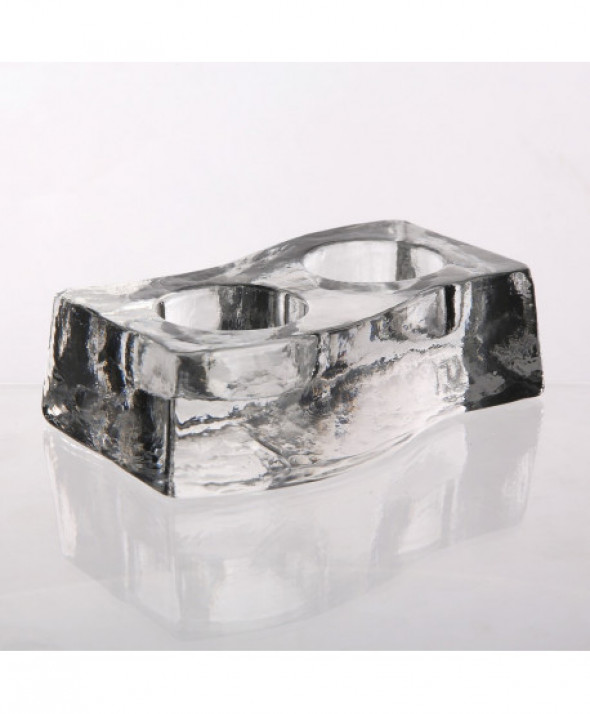 Świecznik szklany podwójny na świeczki tea light Edwanex