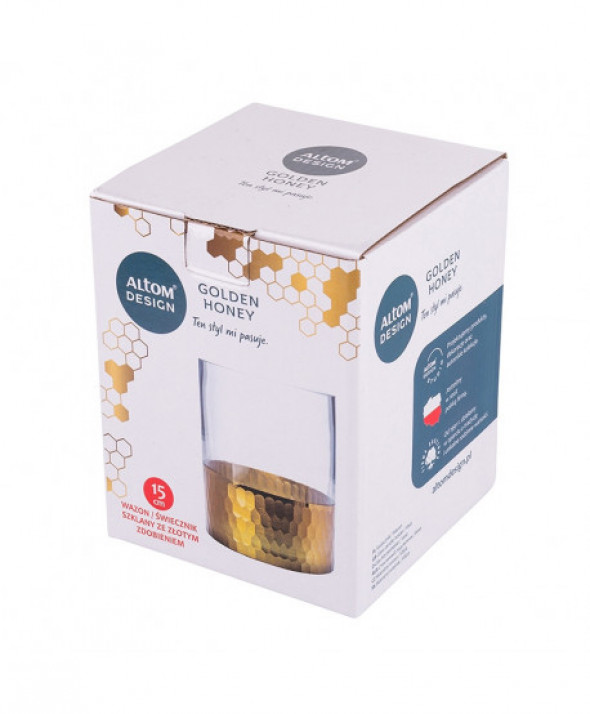 Świecznik szklany / wazon  Golden Honey 15 cm