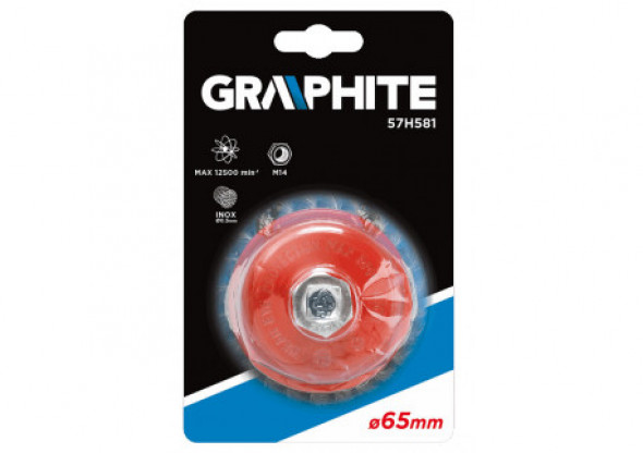 Szczotka druciana doczołowa 65 mm x M14, INOX