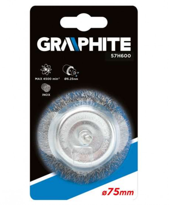 Szczotka druciana doczołowa z trzpieniem 75 mm, INOX