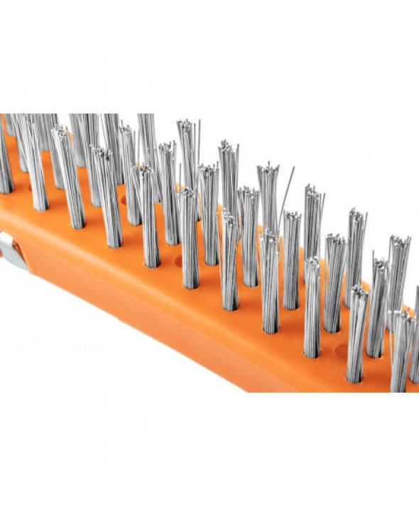 Szczotka druciana, drut nierdzewny, 3x19 rzędów, ze skrobakiem