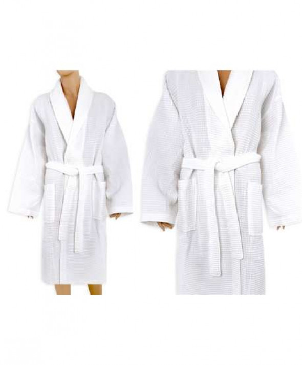 Szlafrok Bawełniany Greno Gofrowany Biały XL