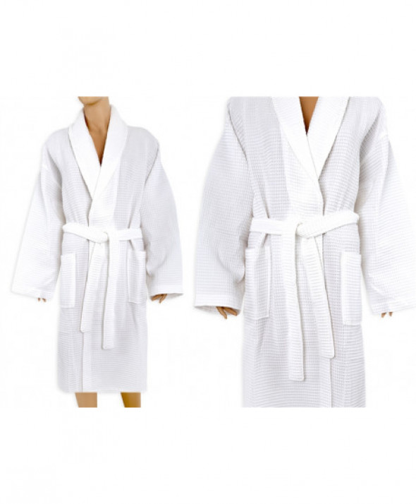 SZLAFROK "GRENO" GOFROWANY XXL BIAŁY