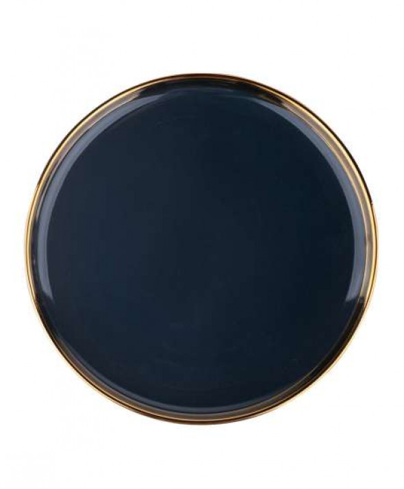 Talerz deserowy porcelanowy Aurora Gold Granatowy 20 cm