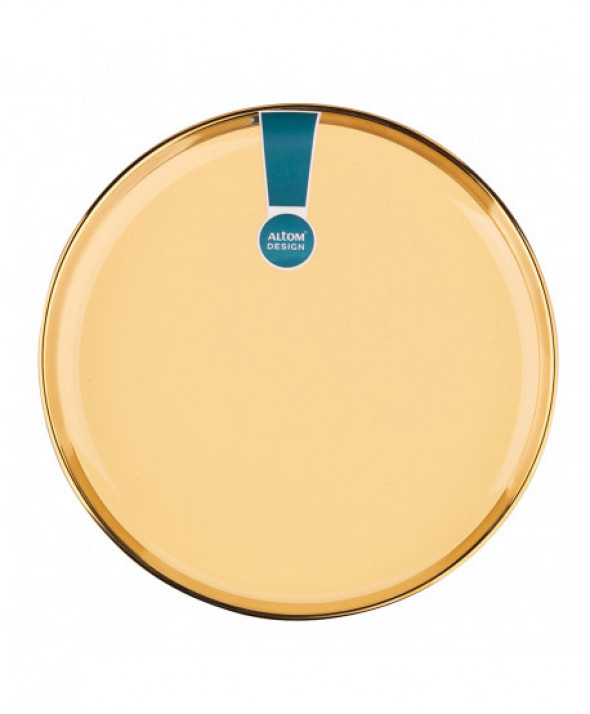 Talerz deserowy porcelanowy Aurora Gold żółty 20 cm